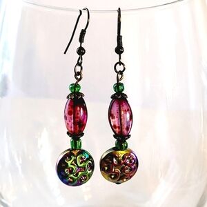 Vintage inspired handmade glass earrings
